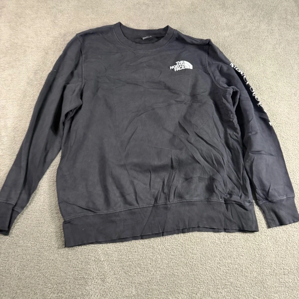 The North Face Mens XL Black Graphic Mountain Exploring Crewneck Sweatshirt
